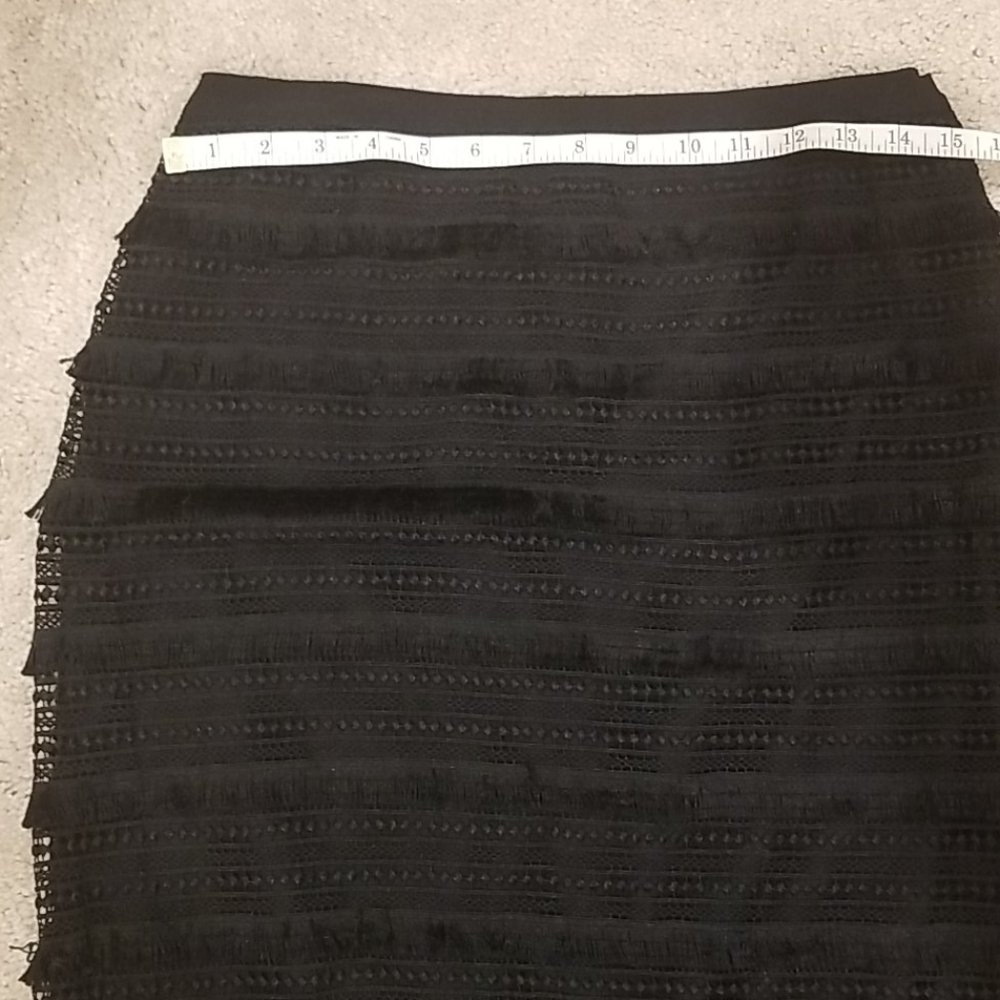 WHBM fringe black pencil skirt